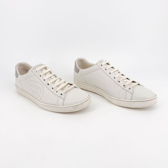 Gucci Interlocking GG Ace Sneakers Size 37 US 7 White Leather Low Top Logo Shoe - Picture 1 of 13